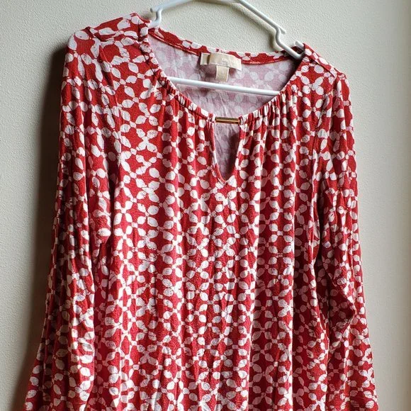 MICHAEL Michael Kors Red & White Geometric Print Jersey Size Small - Picture 5 of 16